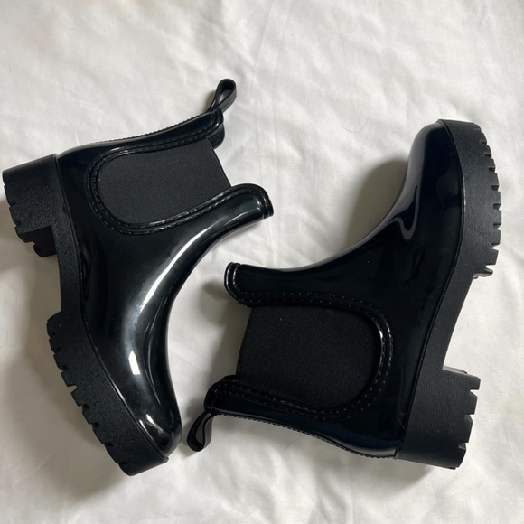 Shiny Black Rain Boots - Picture 2 of 4